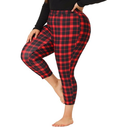 Agnes Orinda Women's Plus Size Trousers Casual Slim Plaid Skinny Capri Pajamas  Pants : Target