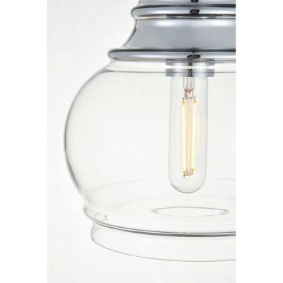 Kenna Black and Clear Glass Adjustable Pendant Light