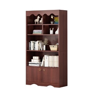5-Tier Tall Bookshelf with Open Shelves and Cabinet, Modern Wooden Bookcase for Living Room, Bedroom, Office - 1 of 4