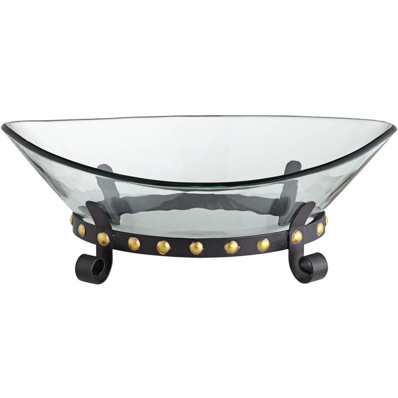 Kensington Hill Rayden 23 1/4" Wide Decorative Glass Bowl with Studded Base, 1 of 8
