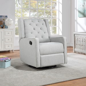 Tufted Gliding Swivel Recliner Chair in Brushed Tweed Fabric with Wingback Design - 1 of 4