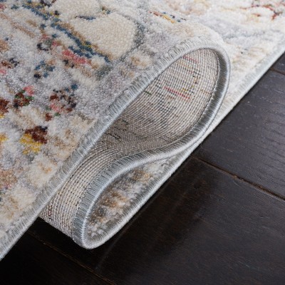 Hand-Knotted Ivory and Blue Viscose Square Area Rug