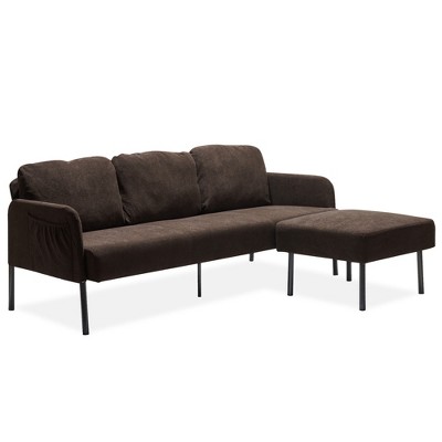 L-Shaped Sectional Sofas with Ottoman, Modern Upholstered Couch for Small Spaces, Living Room, Bedroom, or Office