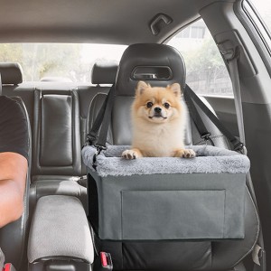 JOEJOY Deluxe Dog Booster Seat with Sturdy Metal Frame and Safety Leash for Small Pets - Portable Puppy Dog Car Seat - 1 of 4