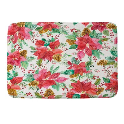 Ninola Design Poinsettia Holiday Flowers Memory Foam Bath Mat - Deny ...