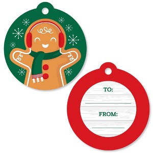 Big Dot of Happiness Gingerbread Christmas - Gingerbread Man Holiday Party To and From Favor Gift Tags (Set of 20) - 1 of 4