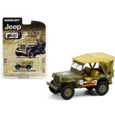 1940 Willys MB Jeep with Accessories Military Green with Tan Top "Jeep 80th Anniversary" 1/64 Diecast Model Car by Greenlight