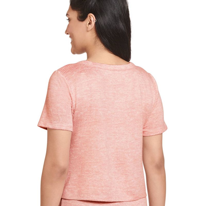 Jockey Women's Luxe Lounge Brushed Ribbed Cropped Henley, 2 of 3