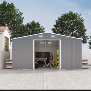 10x12 FT Outdoor Metal Backyard Storage Shed with Windows,Large Weatherproof Garden Tool Shed,Heavy Duty Metal Garage Shed for Patio-Coolbibila - 1 of 4