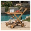 Riviera Acacia Wood Patio Bar Cart With Tray: Mobile Storage, Weather-Resistant - Christopher Knight Home - 2 of 4