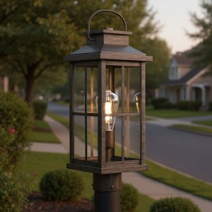 Urban Ambiance Luxury Transitional Outdoor Post Light 20.25''H x 7''W,  Aged Pewter Finish,  Anaheim Collection, UHP1297 - 1 of 4