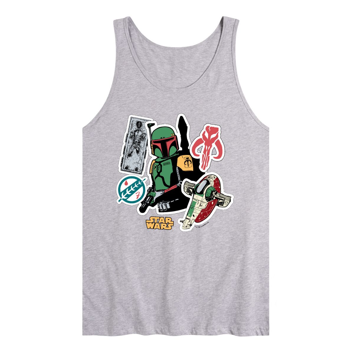 Men's - Star Wars - Boba Stickers Graphic Tank Top