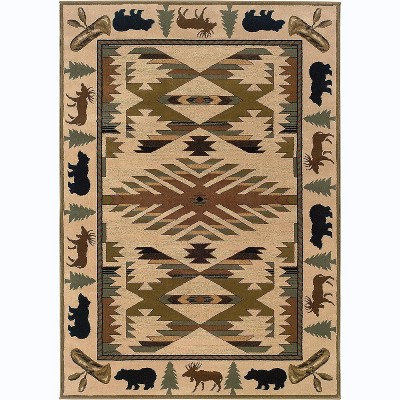 Oriental Weavers Hudson 1072A Ivory/ Green Indoor Area Rug - 1'10" x 3'3"