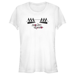 Juniors Womens Squid Game Stick Figure Tug of War T-Shirt - 1 of 4