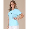 INSPIRE CHIC Women's Summer Short Sleeve Casual V Neck Pleated Button Tunic Tops - 4 of 4