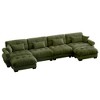 Aukfa Green Velvet Large  Sofa with Bolster Armrests, Waist & Throw Pillows – Modern Couch for Living Room, Bedroom or Office - 3 of 4