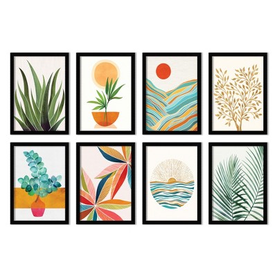 Pastel Tropics By Modern Tropical - Modern Botanical 8 Piece Black Framed Art  Set - Americanflat : Target