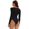 INSPIRE CHIC Women's Bodysuit Long Sleeve Slim Fit V Neck Tummy Control Brief Shapewear - 2 of 4