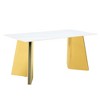 Maliang 63"x31.5x30" Luxurious Snow Mountain Stone Slab Dining Table with Golden Stainless Steel Legs - 2 of 4
