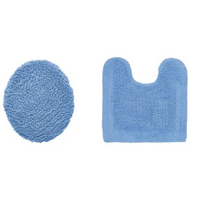 Edge Bath Rug 100% Premium Cotton Ultra-soft Water Absorbent Tufted Solid Reversible 2 Piece Bathroom Rug Set For Machine Washable Bathmat - 1 of 4