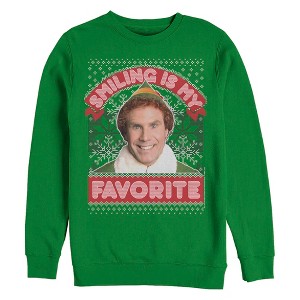 Men's Elf Buddy Smiling Is My Favorite Ugly Sweater Print Sweatshirt - 1 of 4
