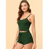 cheibear Women's Spaghetti Straps Cami Tops with Shorts Lounge Sleepwear Pajama Set - 2 of 4
