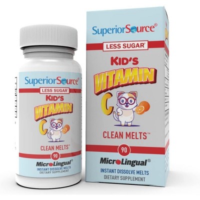 Superior Source Kid’s Vitamin C 125mg, Clean Melts, Quick Dissolve Tablets, Immune Support, Non-GMO, 90 Ct, Orange
