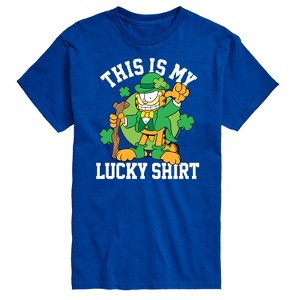 Men's - Garfield - This Is My Lucky Shirt Patrick's Day Short Sleeve Graphic T-Shirt - 1 of 4