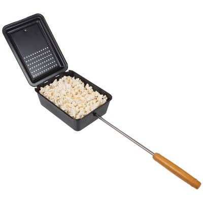 Metal Pot Campfire Popcorn Popper - Black