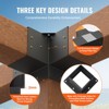 VEVOR Pergola Bracket Kit 6''x6''(Inner Size 5.6x5.6), 4pcs 4-Way Heavy Duty Corner Bracket Woodworks DIY Post Base Kit - 4 of 4