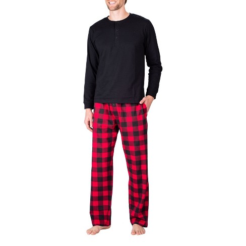 Sleephero Men's Long-sleeve Knit Pajama Set Black With Buffalo Check 2x :  Target