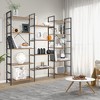 Tangkula Triple Wide 5 Tiers Bookshelf Open Display Shelves w/ Metal Frame Rustic Brown - 2 of 4