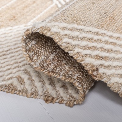 Natural Beige Wool Handmade Flat Woven 3'x5' Area Rug