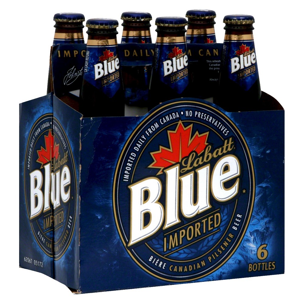 UPC 062067051722 product image for Labatt Blue Imported Canadian Beer Bottles 12 oz, 6 pk | upcitemdb.com