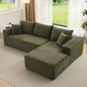 108" Cloud Sectional Couch with L-Shape Chaise, Modern Corduroy Modular Sofa with Deep Seat, Boneless Cloud Couches for Living Room Bedroom - 1 of 4