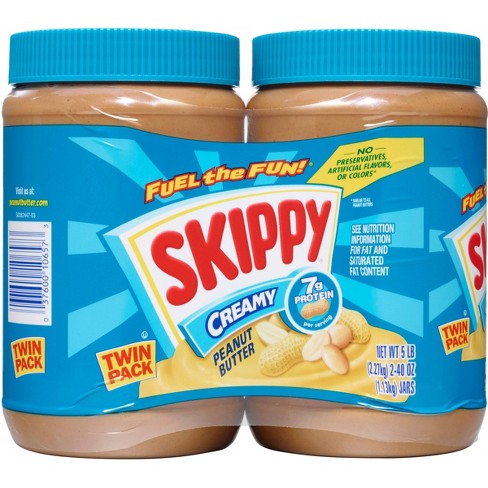 Skippy Creamy Peanut Butter Twin Pack - 80oz / 2pk : Target