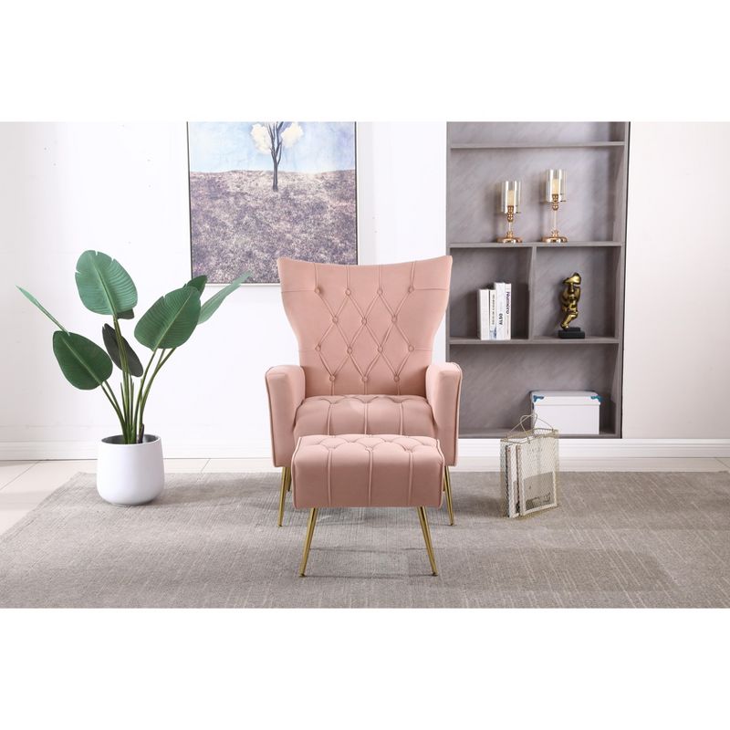 Modern Upholstered Accent Chair, Comfy Armchair with Ottoman-ModernLuxe, 2 of 14