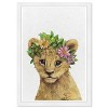 13" x 19" Floral Lion Animals Framed Wall Art Gray - Olivia's Easel: Modern Decor, Baby Animals Theme, White Frame - image 3 of 4