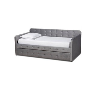 Jona Velvet Fabric Upholstered and Button Tufted Daybed with Trundle - Baxton Studio - 1 of 4