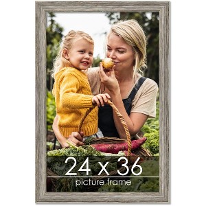 PosterPalooza | 24x36 Thin Barnwood Picture Frame, UV Acrylic, 2 Finishes - Grey and Black - 1 of 4