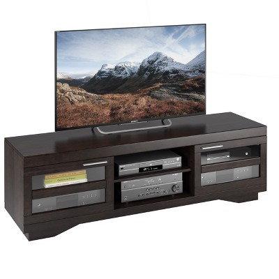 Granville Wood Veneer Mocha TV Stand for TVs up to 80" Black - Sonax