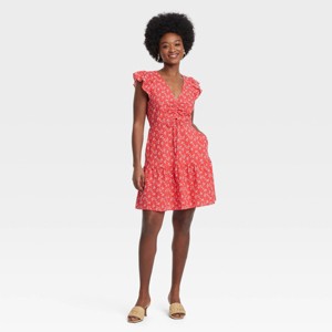 Women's Flutter Short Sleeve Mini Skater Dress - Universal Thread™ - 1 of 3