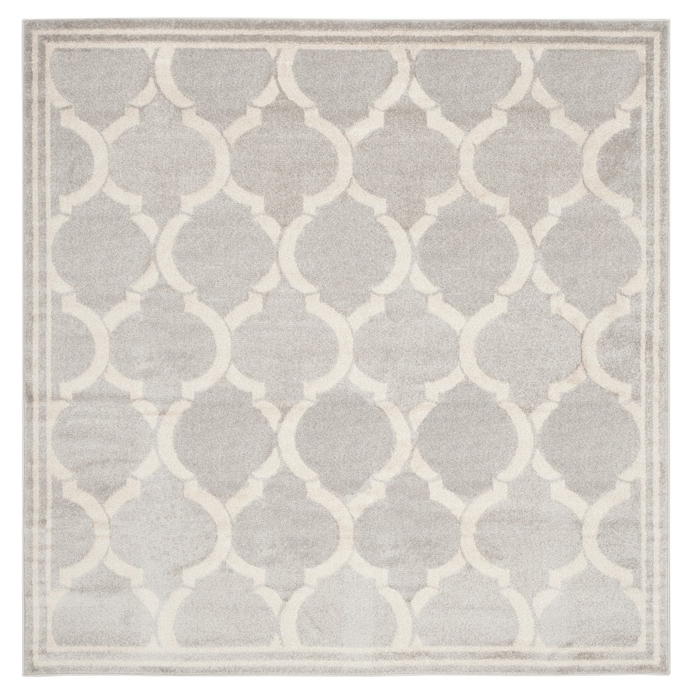 Light Gray/Ivory Geometric Loomed Square Area Rug 7'X7' - Safavieh