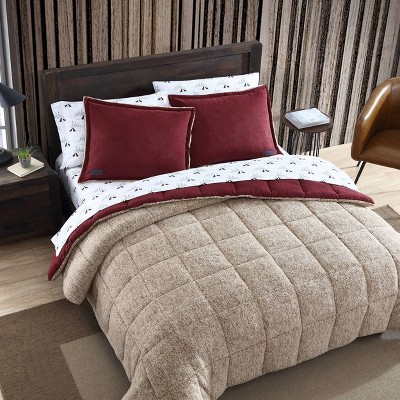 Twin Red Microfiber Reversible Comforter and Sham Set