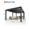 All-Aluminum Louvered Pergola, Outdoor Pergola with Adjustable Louvered Roof, Reinforced Frame, Integrated Drainage System, Hardtop Gazebo for Patio - 2 of 4