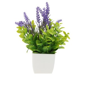 Unique Bargains Artificial Plants Lavender Plant in Pot Plastic 1 Pc - 1 of 4
