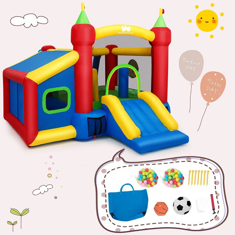 Costway  6-in-1 Inflatable Bounce House Blow up Castle Toddler Kids Indoor Outdoor with 480 Blower, 4 of 9