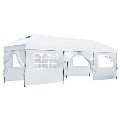 10x20/10x30 Pop Up Canopy with Sidewalls, Outdoor Canopy Tent Heavy Duty Wedding Party Tent with Wheeled Bag, White/Khaki/Navy/Blue-ModernLuxe