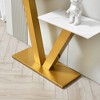 48-Inch Modern Entryway Table with Artistic Metal Base & Anti-Scratch Top, Gold - 3 of 4