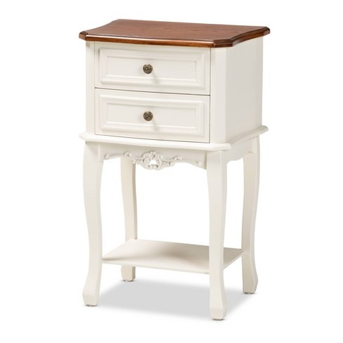 2 Drawer Darla Wood Nightstand White cherry Brown Baxton Studio